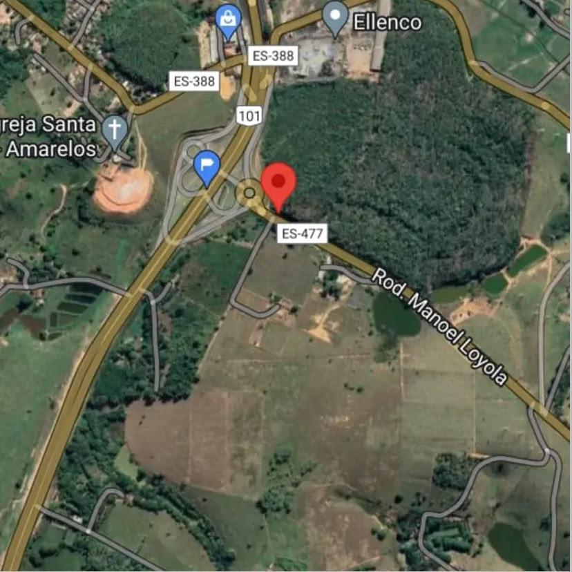 Mapa da área na esquina da ES-477 com BR-101 Sul